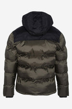 Khaki hooded down jacket - Image n°2