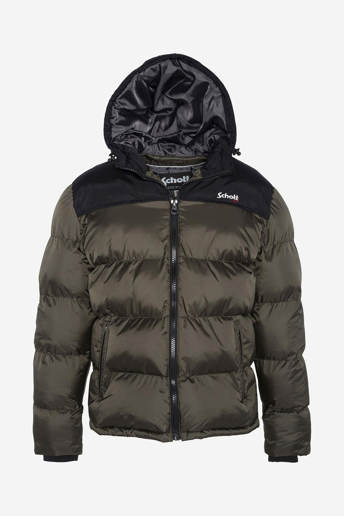 Khaki hooded down jacket - Image n°1