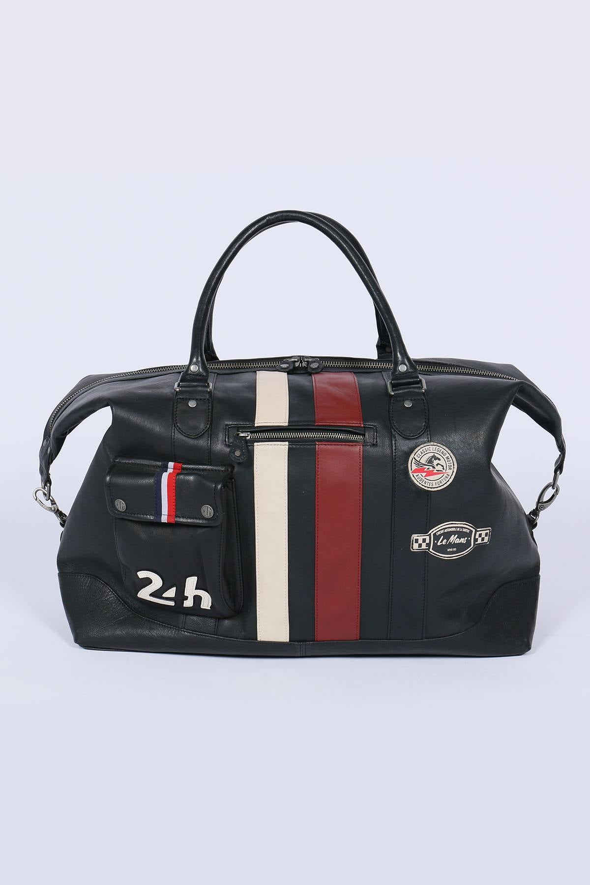 Black genuine leather weekend travel bag - Image n°3