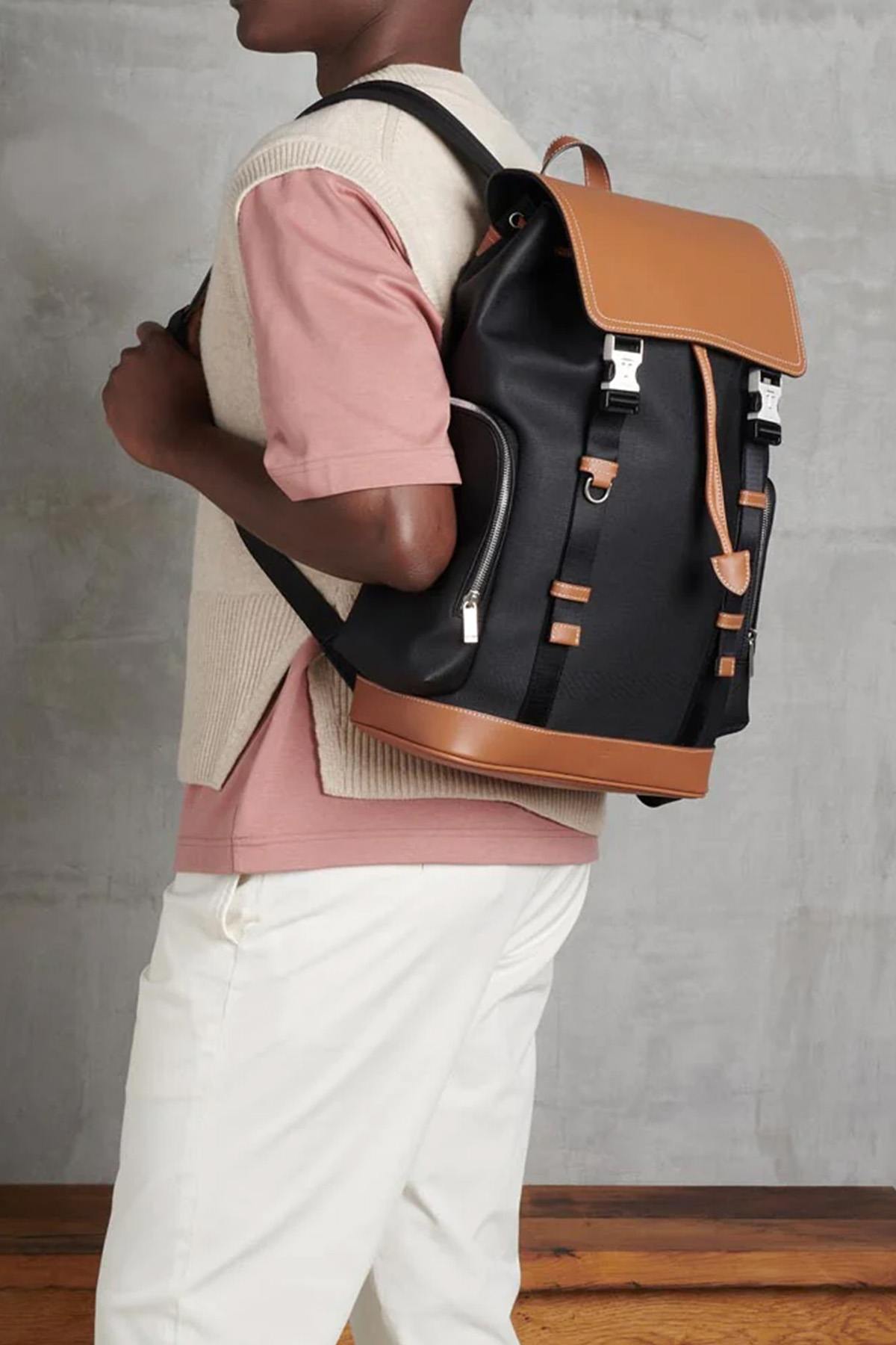 Maurice canvas and leather flap backpack - Image n°2