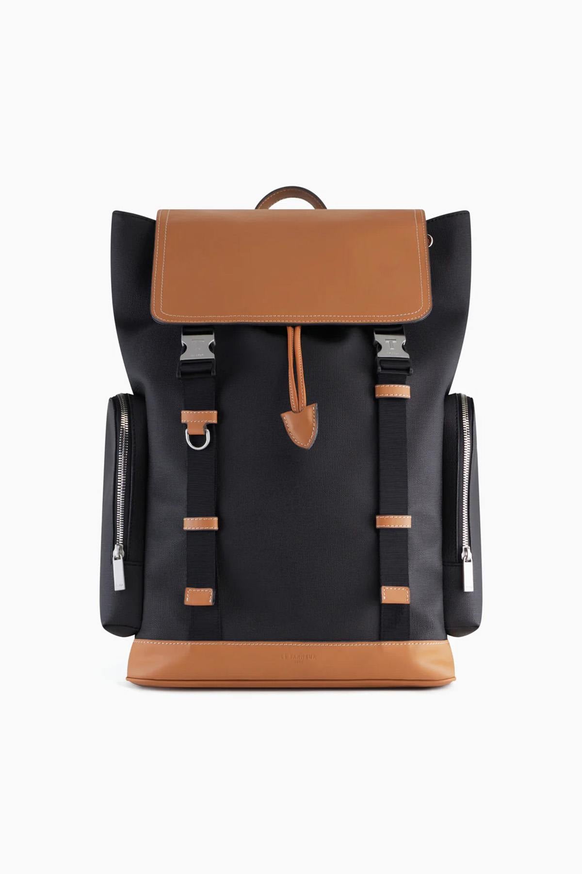 Maurice canvas and leather flap backpack - Image n°1