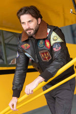 Top Gun G-1 jacket in goat leather, 17 patches, removable wool collar. - Image n°1
