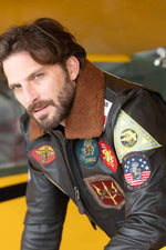 Top Gun G-1 jacket in goat leather, 17 patches, removable wool collar. - Image n°2
