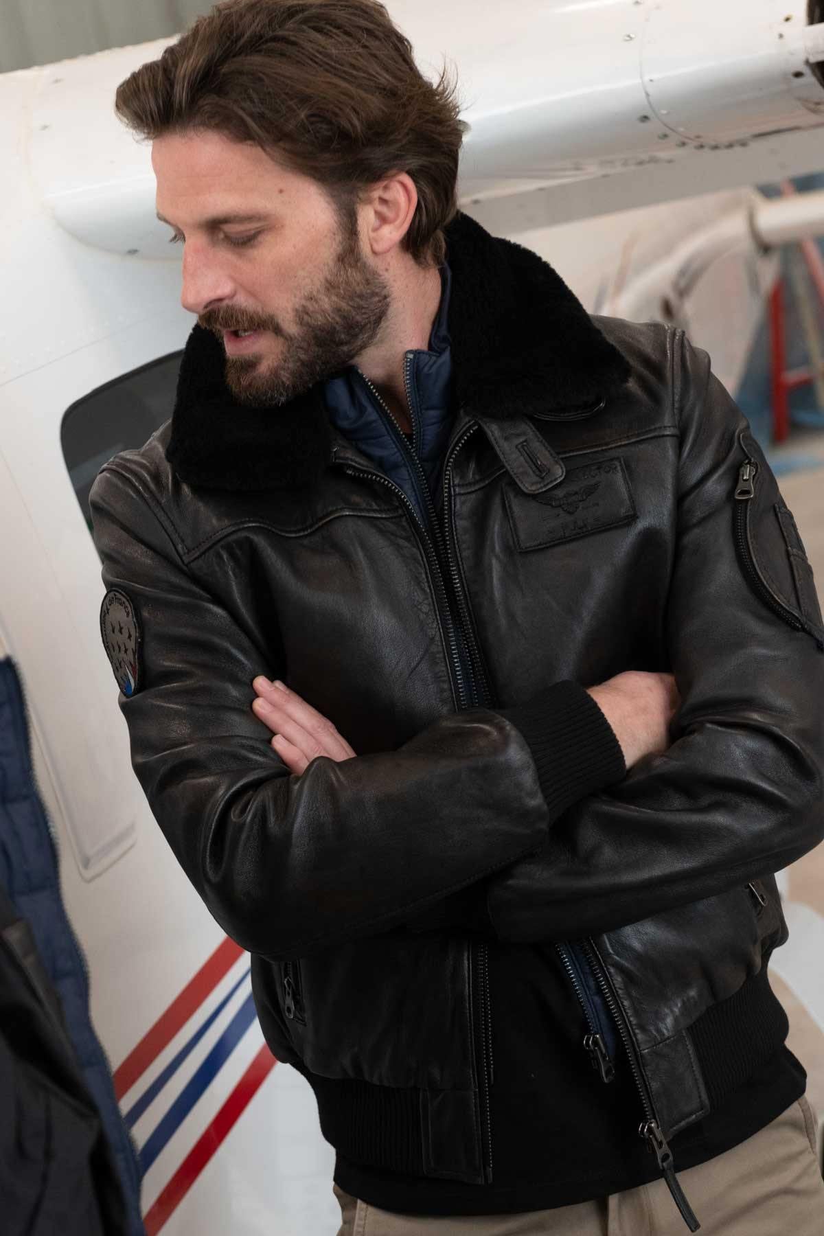 Redskins' RAFAL YCON: patinated lambskin, ribbed trims, shearling. - Image n°1