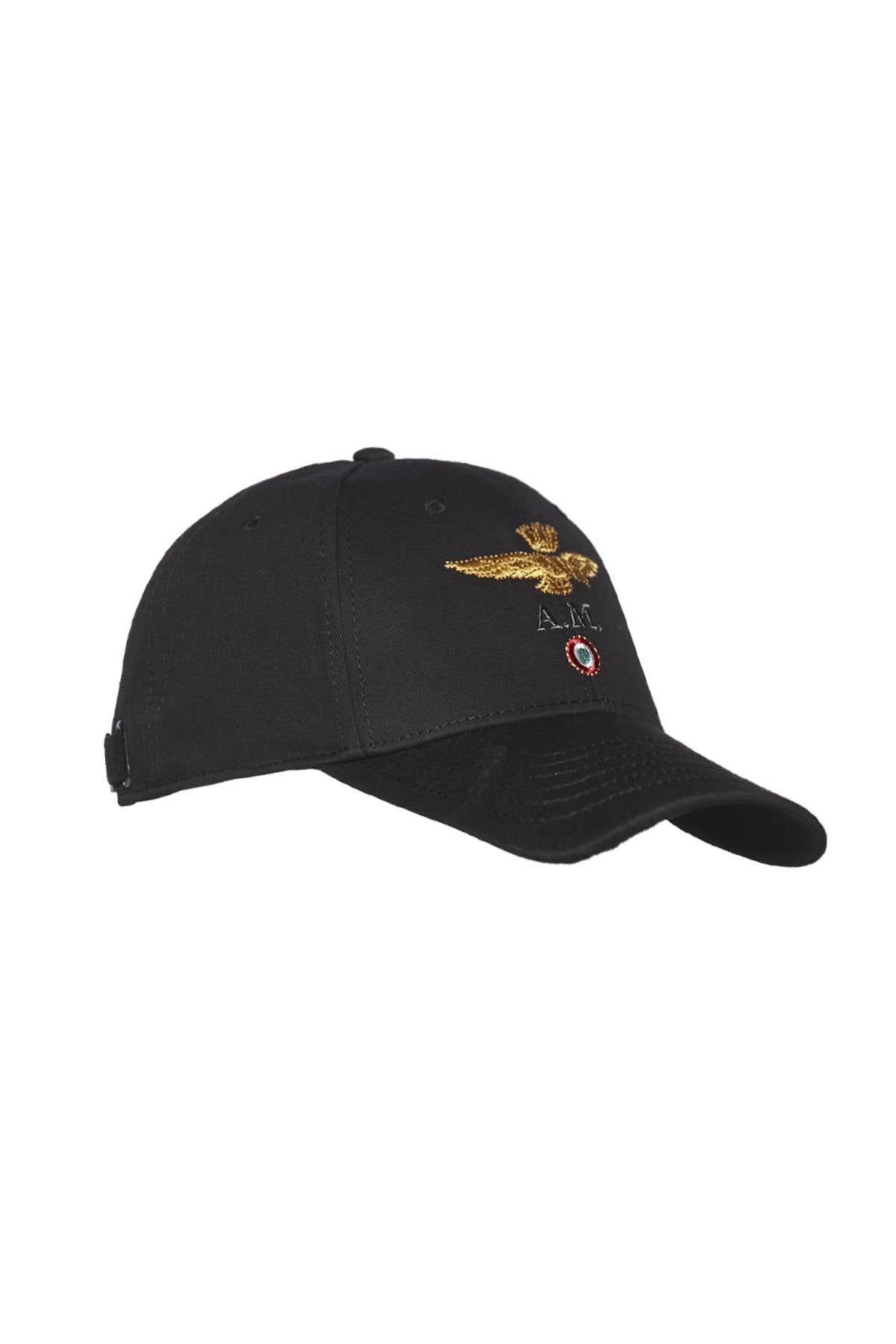 Black cotton cap with logo - Image n°1
