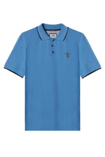 Sky blue short-sleeved cotton polo shirt - Image n°4