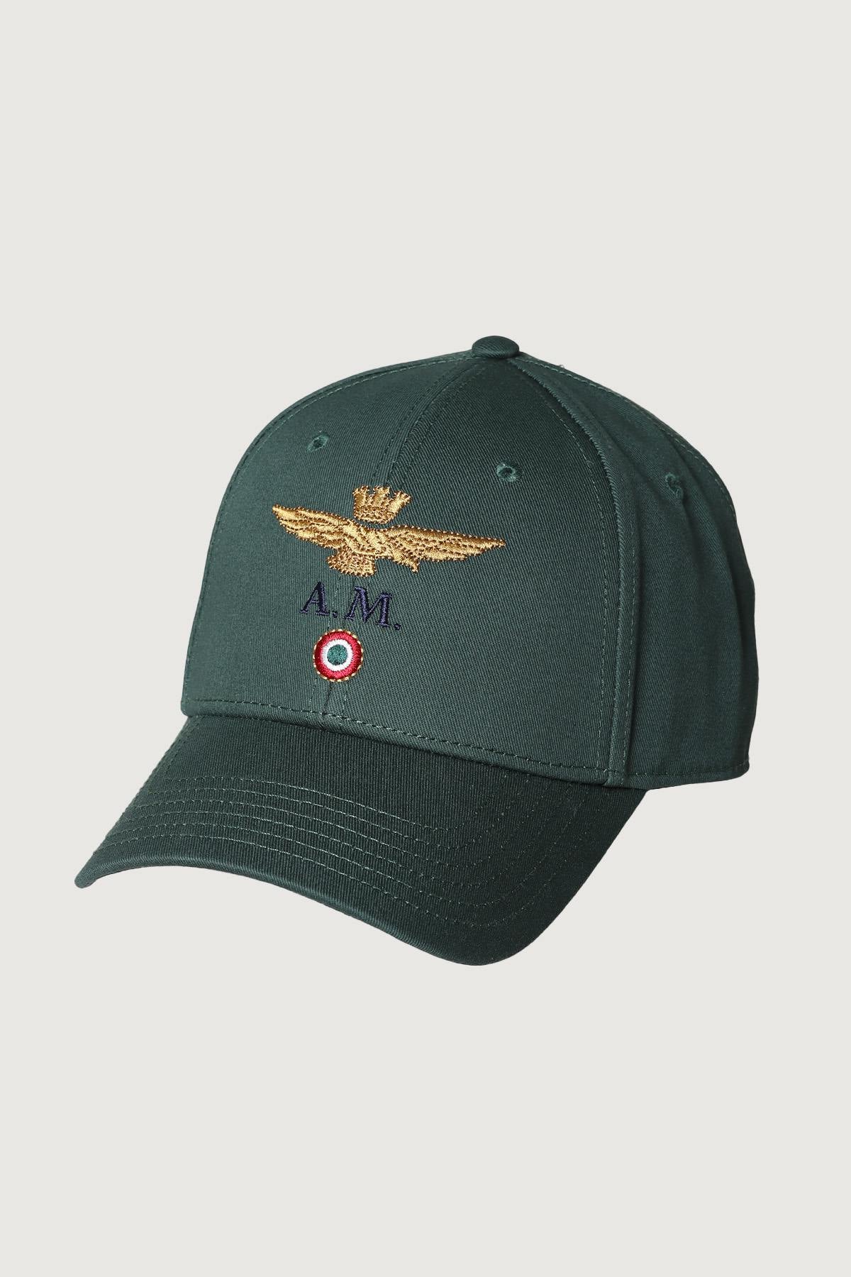 Blue cotton cap with logo - Image n°1