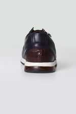 Navy and gray leather sneakers - Image n°5