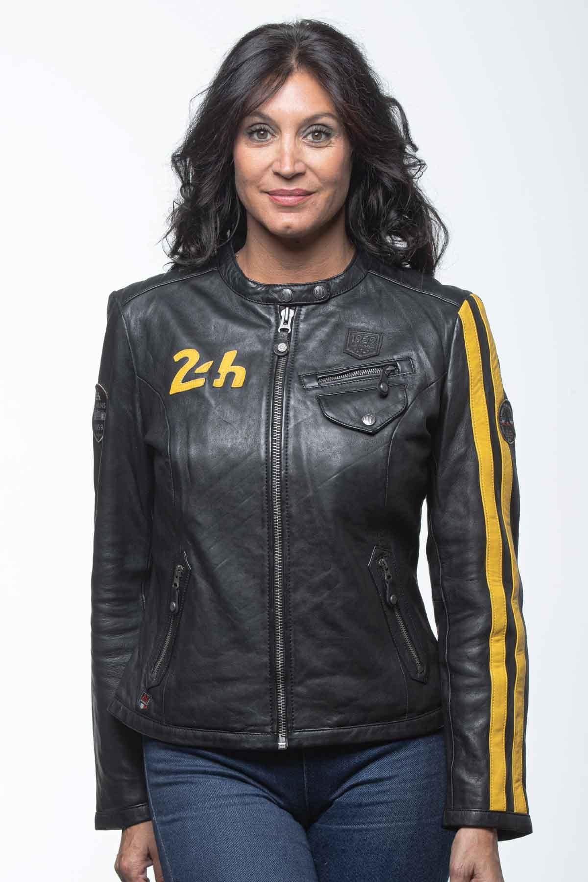 Black sheep leather jacket inspired by the 1959 24 Hours of Le Mans. - Image n°3