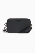Stylish black leather shoulder bag for men - Image n°1