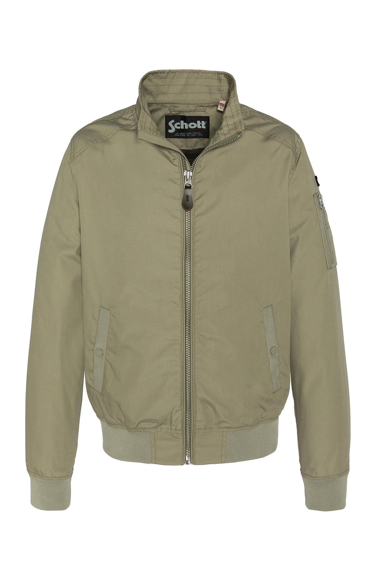 Schott Kenny bomber: sage khaki fleece, MA-1 pocket, ribbed trims. - Image n°4