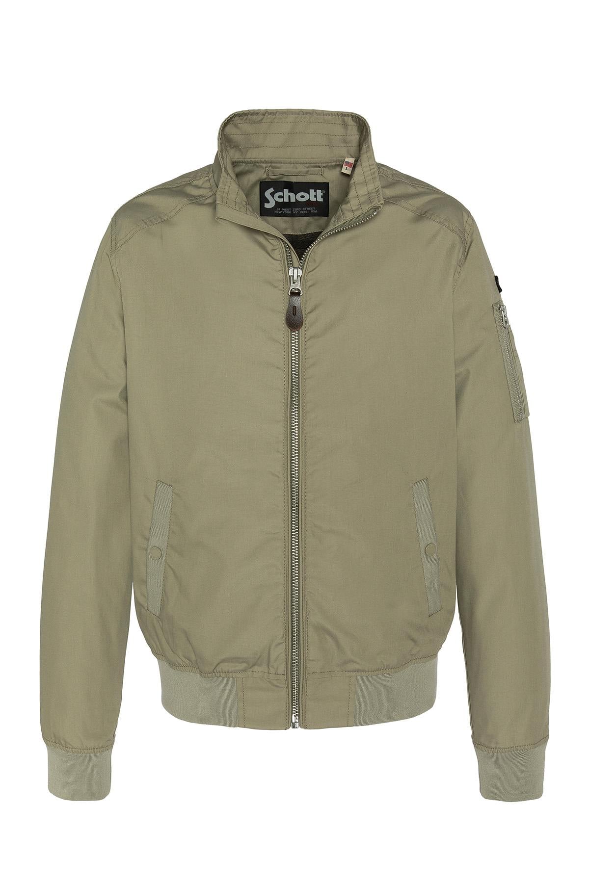 Schott Kenny bomber: sage khaki fleece, MA-1 pocket, ribbed trims. - Image n°4