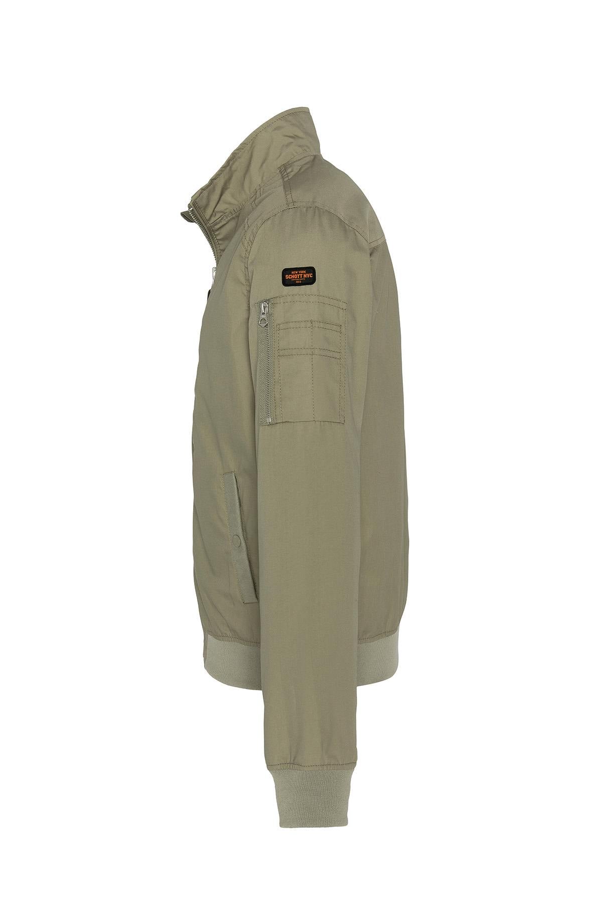 Schott Kenny bomber: sage khaki fleece, MA-1 pocket, ribbed trims. - Image n°10