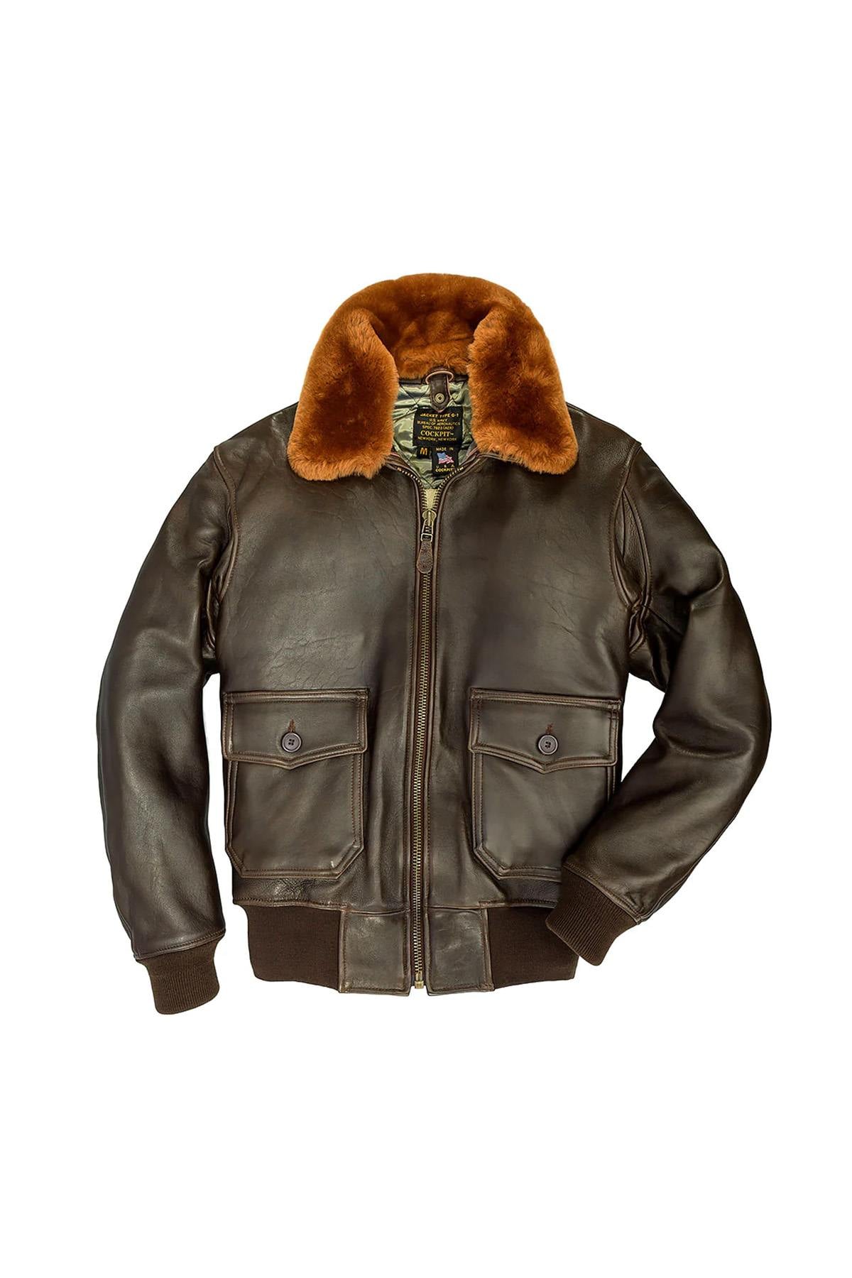 Aged lambskin G-1: US Navy legacy, shearling collar, patina over time. - Image n°2