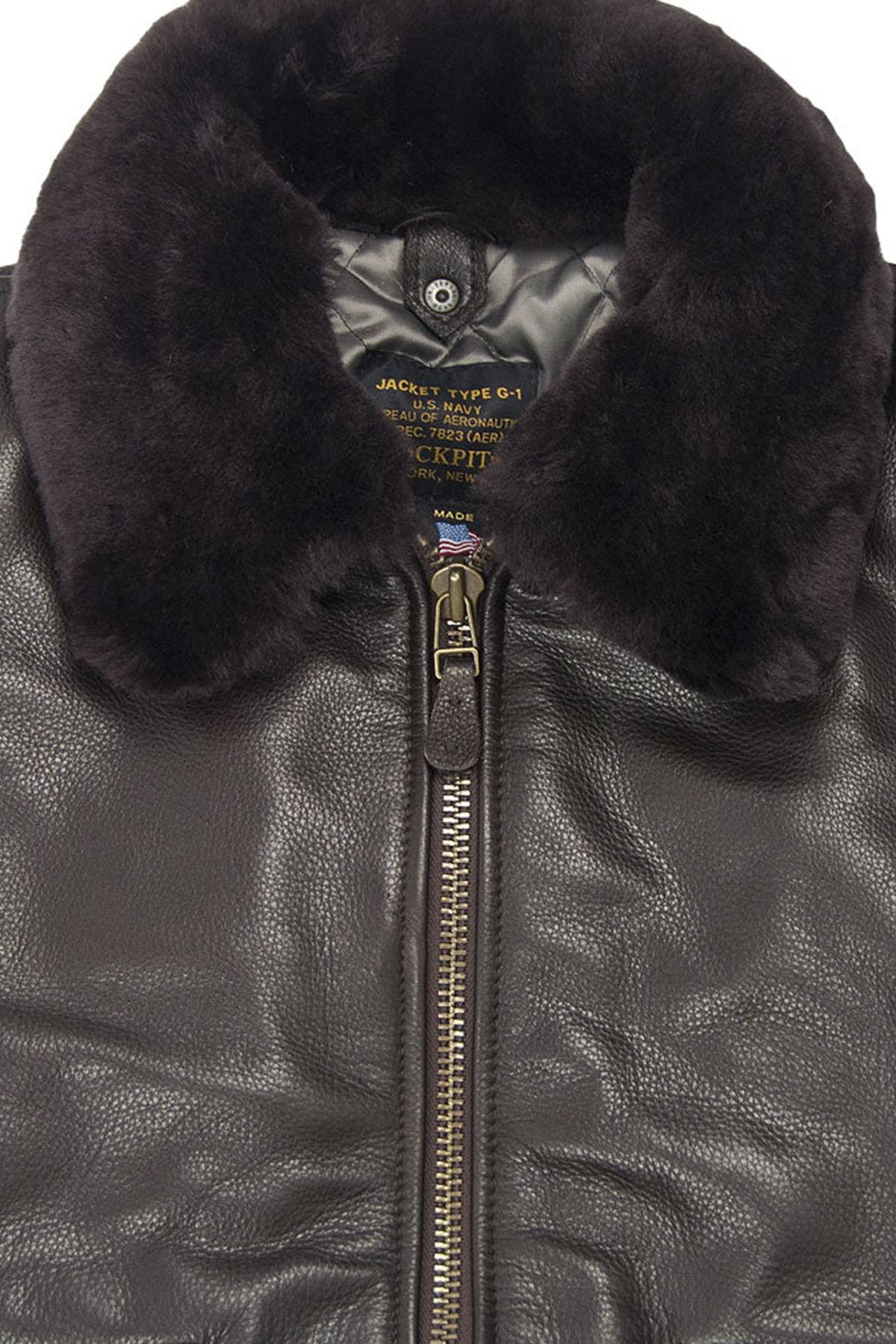 Deer-tanned calfskin G-1 jacket with shearling collar. - Image n°5