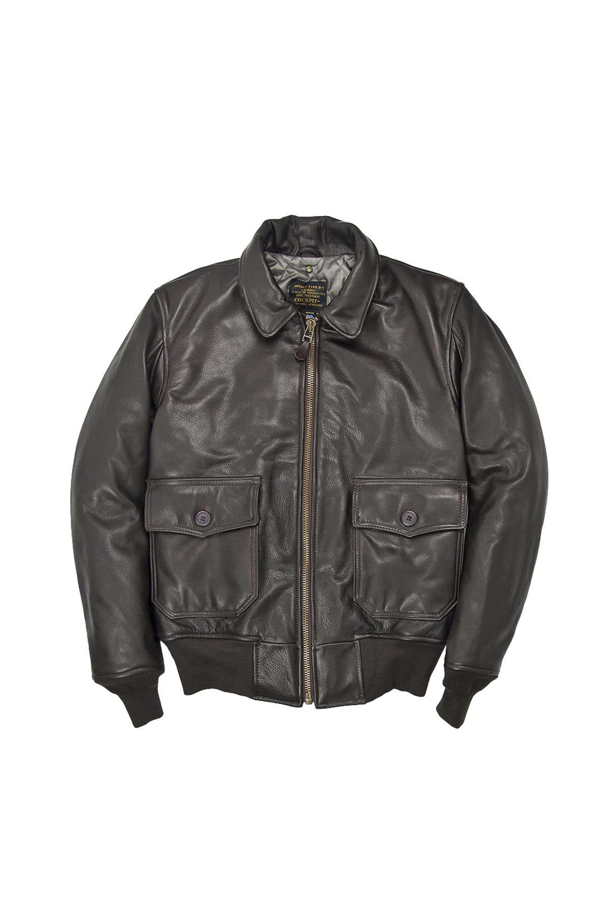 Deer-tanned calfskin G-1 jacket with shearling collar. - Image n°8
