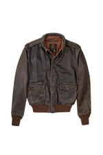Type A-2 bomber jacket in worn-effect leather - Image n°3