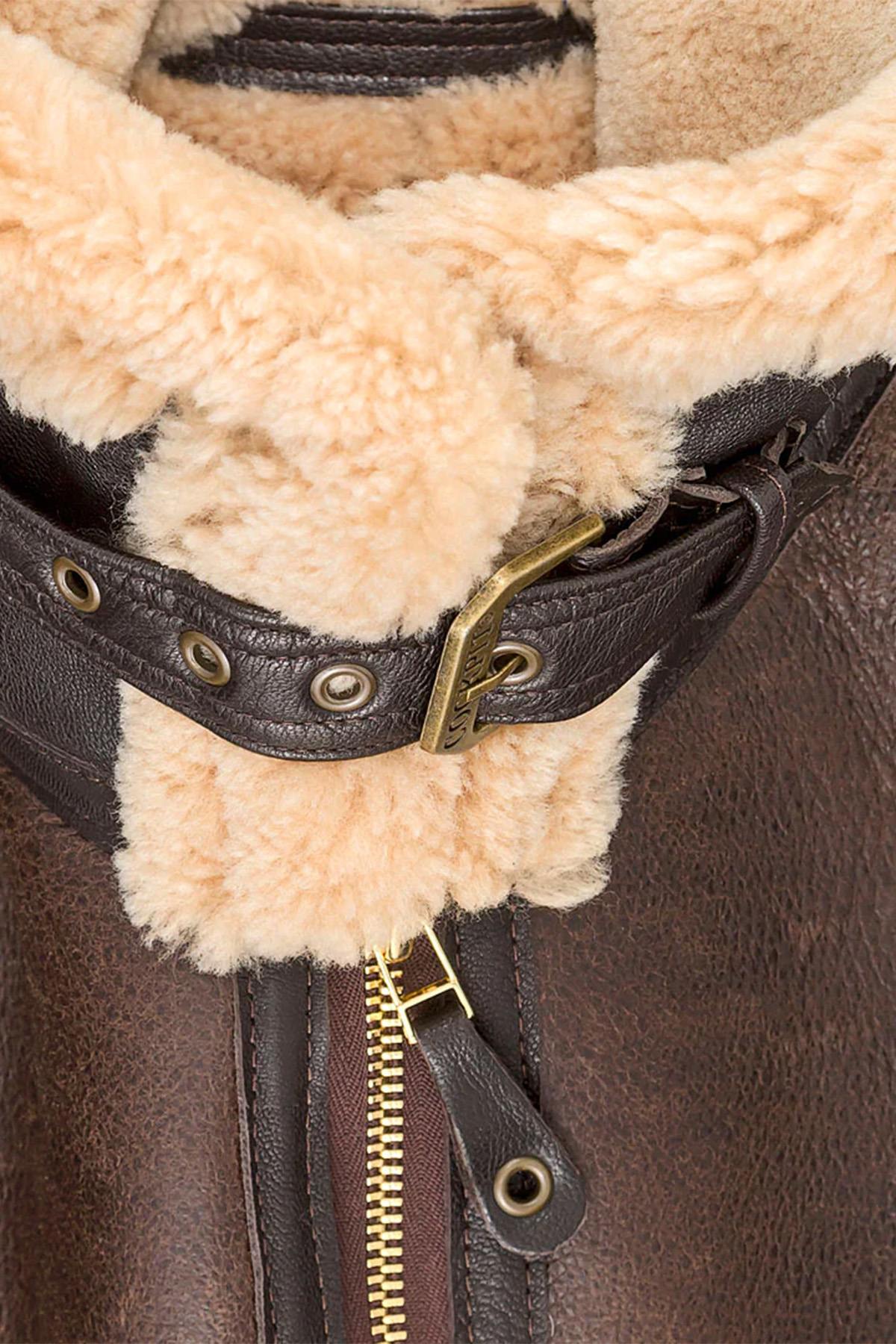 Z2109 Brown: thick shearling, RAF bomber warmth, patina that evolves. - Image n°9