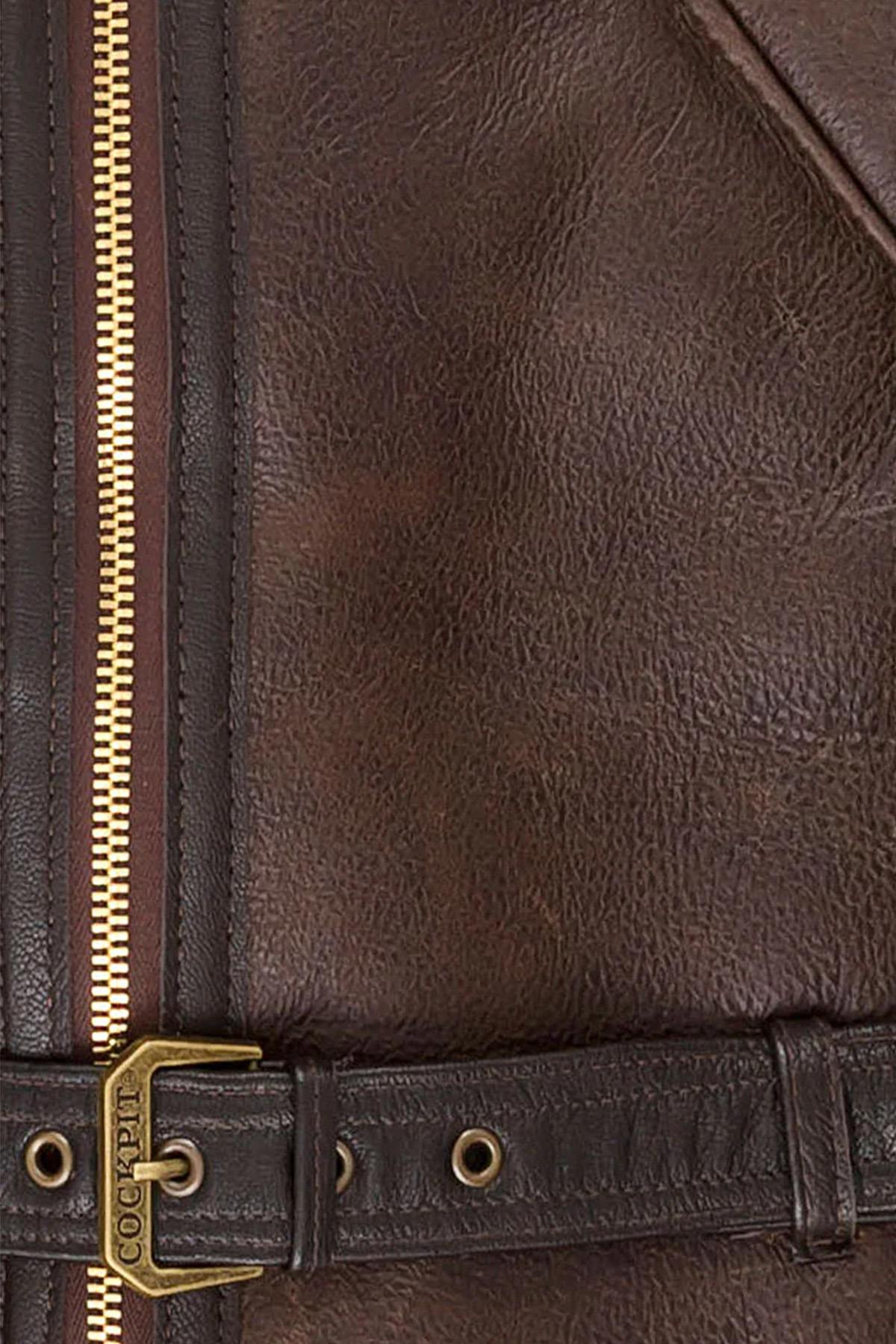 Z2109 Brown: thick shearling, RAF bomber warmth, patina that evolves. - Image n°10