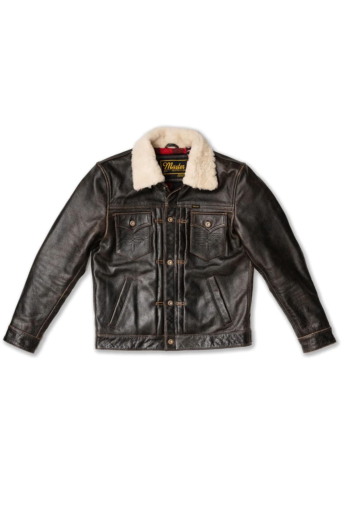 Buffalo leather trucker jacket with rapid patina for vintage charm. - Image n°11