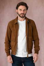 Rust-colored suede leather jacket - Image n°1