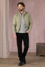 Schott Kenny bomber: sage khaki fleece, MA-1 pocket, ribbed trims. - Image n°2