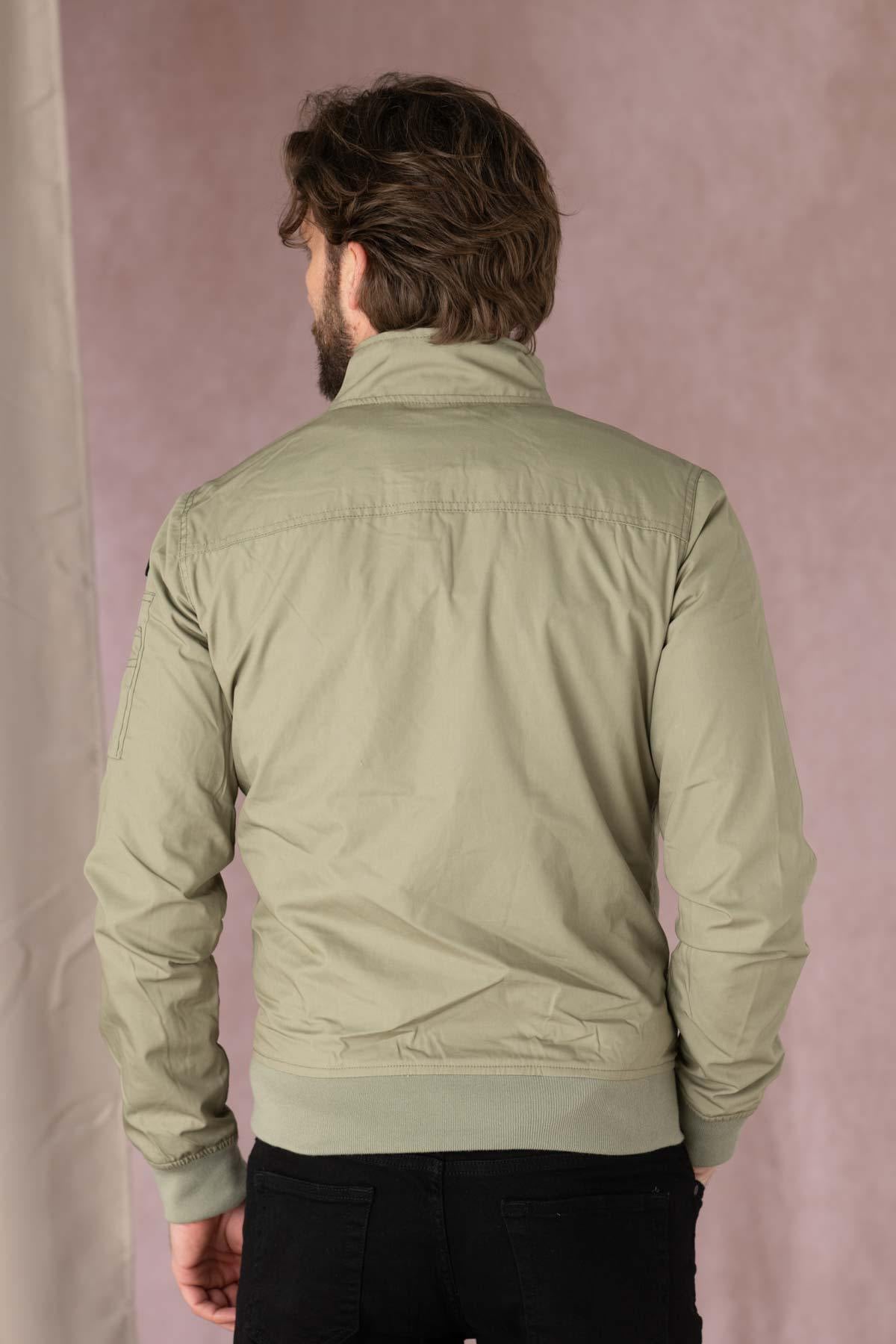 Schott Kenny bomber: sage khaki fleece, MA-1 pocket, ribbed trims. - Image n°7