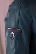 Slim biker jacket in royal blue sheep leather, Steve McQueen-inspired. - Image n°9