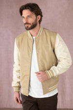 Schott's lambskin jacket: beige/off-white, snap closure, ribbed trims. - Image n°5