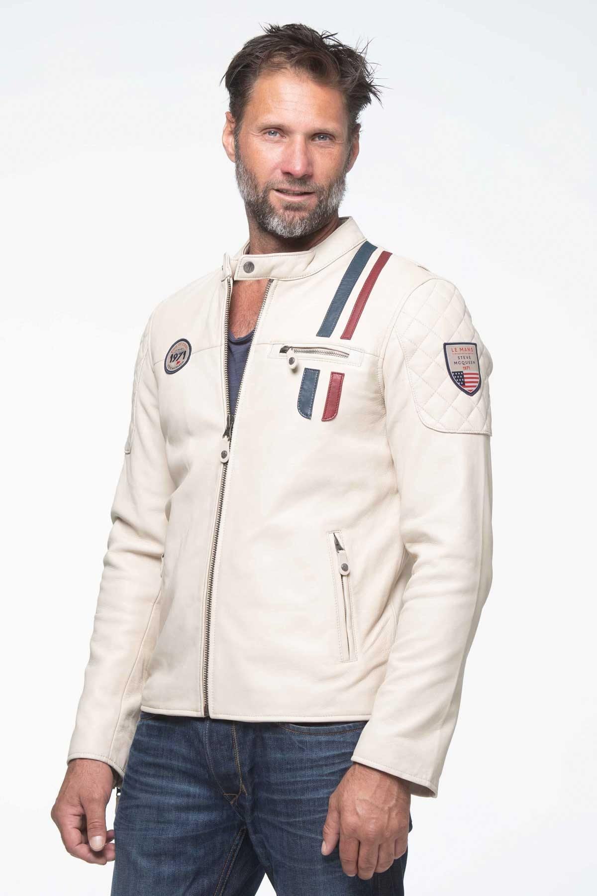 LENNY4 Ecru: soft, lightweight sheepskin jacket inspired by McQueen. - Image n°1