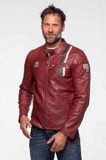 Dark red sheepskin jacket, inspired by Steve McQueen's Le Mans spirit. - Image n°4