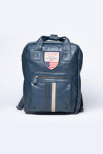 Royal blue racing leather backpack - Image n°1