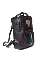 Dark brown racing leather backpack - Image n°4