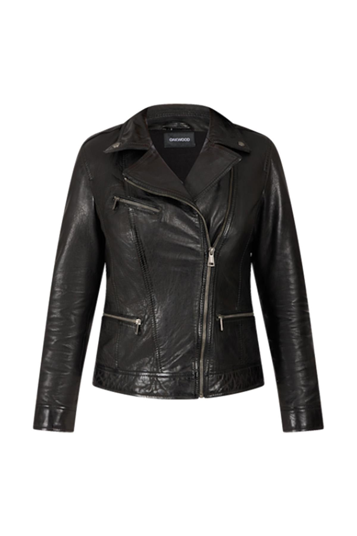 Black lambskin biker jacket with metallic rivets and a rock-chic edge. - Image n°8