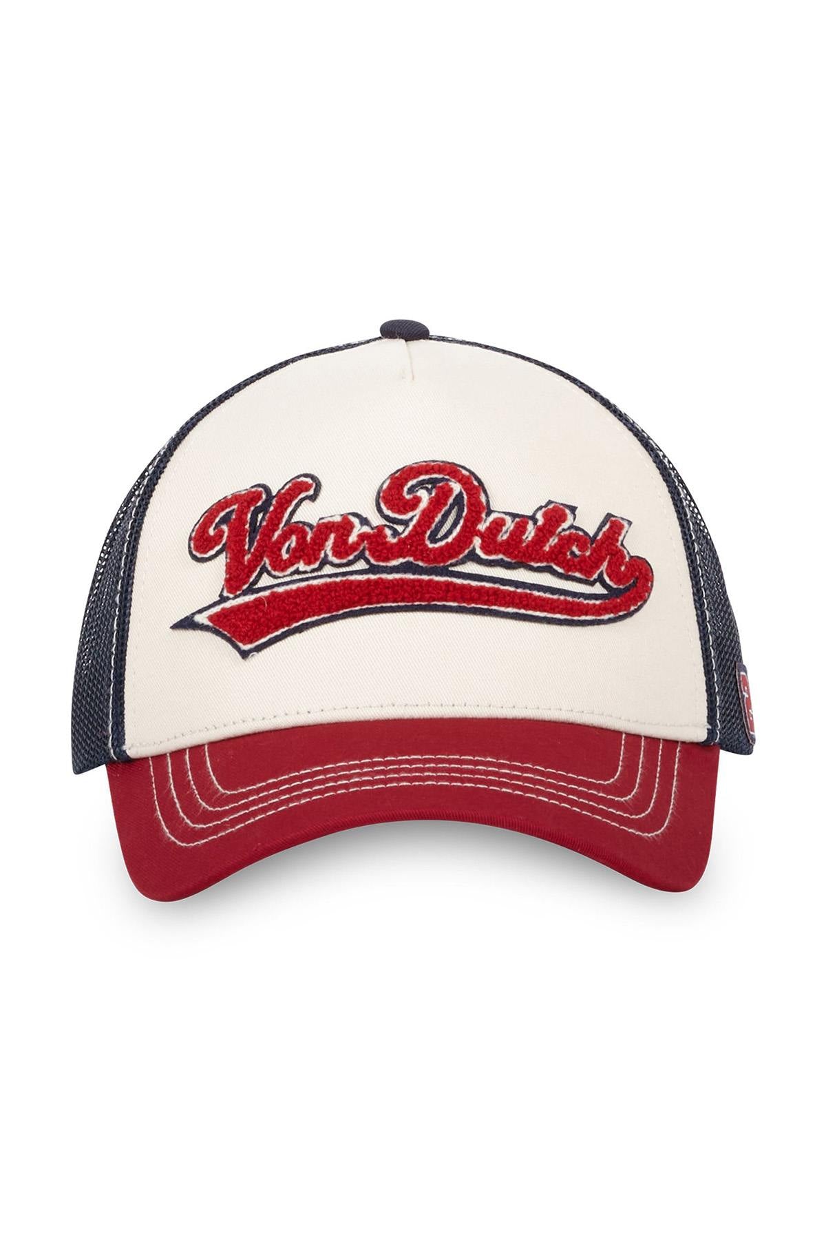White, black and red bi-material trucker cap - Image n°4