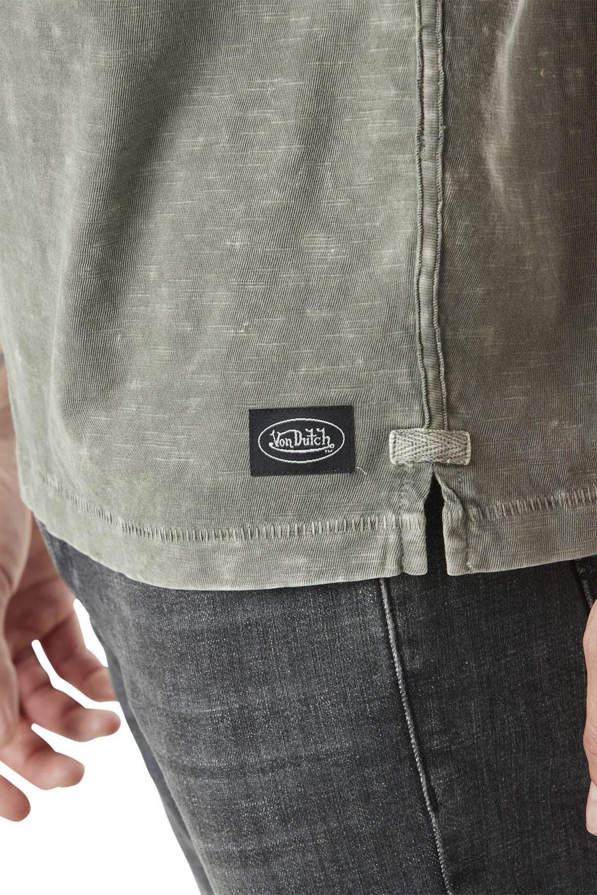Khaki cotton T-shirt with logo - Image n°4