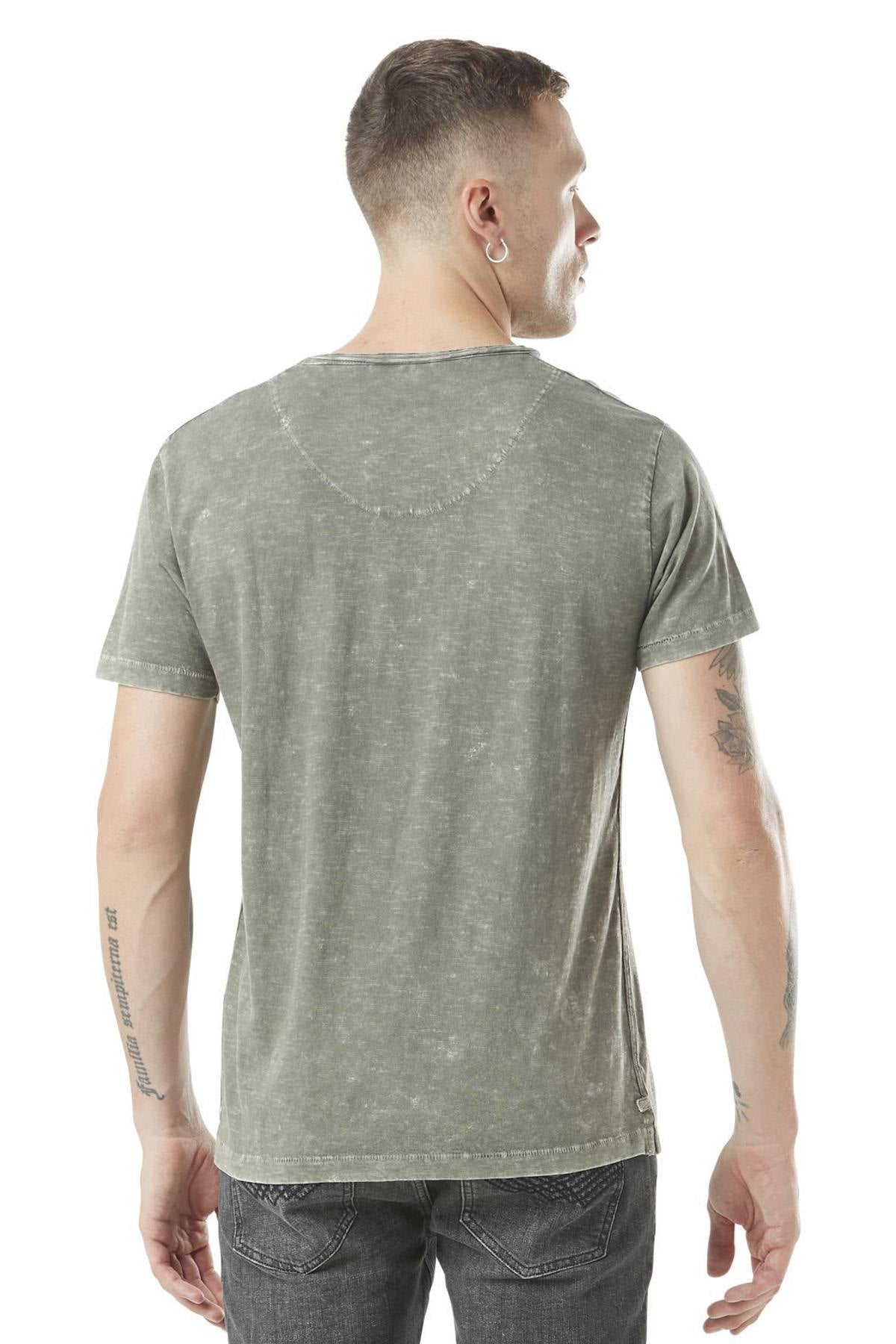 Khaki cotton T-shirt with logo - Image n°3