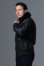 French Air and Space Force-endorsed lambskin aviator jacket in black. - Image n°11