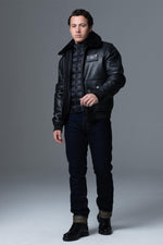 French Air and Space Force-endorsed lambskin aviator jacket in black. - Image n°2