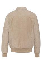 Beige suede leather bomber jacket - Image n°4