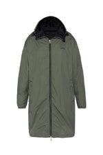 Long reversible black and sage khaki jacket - Image n°9
