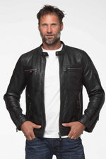 Steve McQueen black biker collar leather jacket - Image n°5