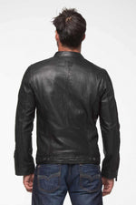 Steve McQueen black biker collar leather jacket - Image n°2