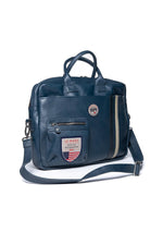 Royal blue racing leather shoulder bag - Image n°3