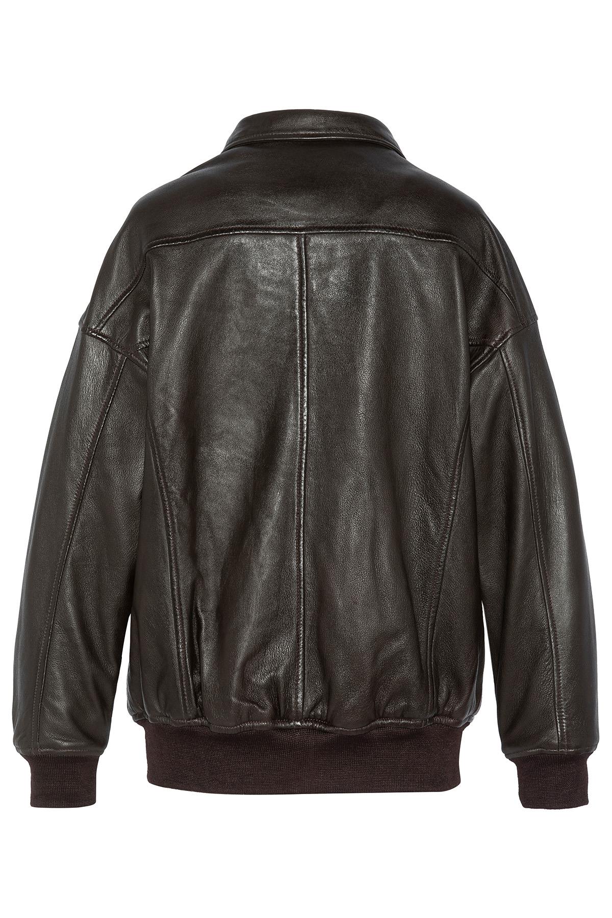Washed lambskin aviator jacket. Oversized fit, zip and snap pockets. - Image n°4
