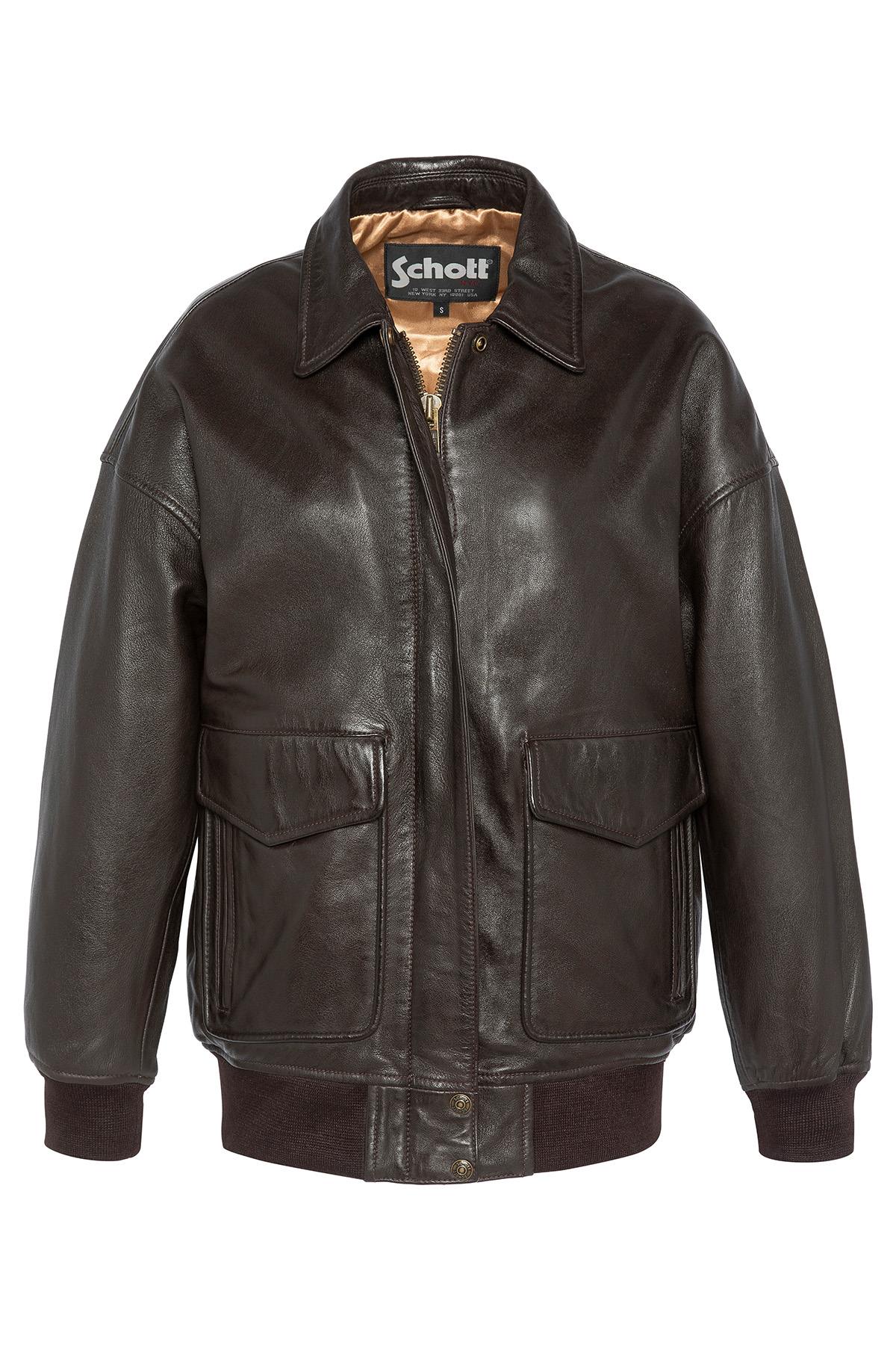 Washed lambskin aviator jacket. Oversized fit, zip and snap pockets. - Image n°3