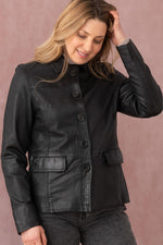 Effortless black lambskin jacket with regular cut and button details. - Image n°14