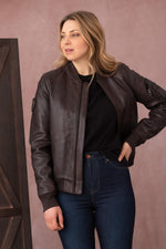Rich brown lambskin jacket, slim fit, bomber collar and zip pockets. - Image n°3