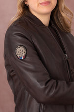 Rich brown lambskin jacket, slim fit, bomber collar and zip pockets. - Image n°5