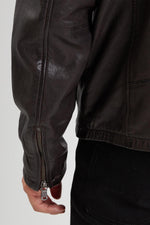 Brown lambskin jacket with detachable hood and zip sleeves. - Image n°3